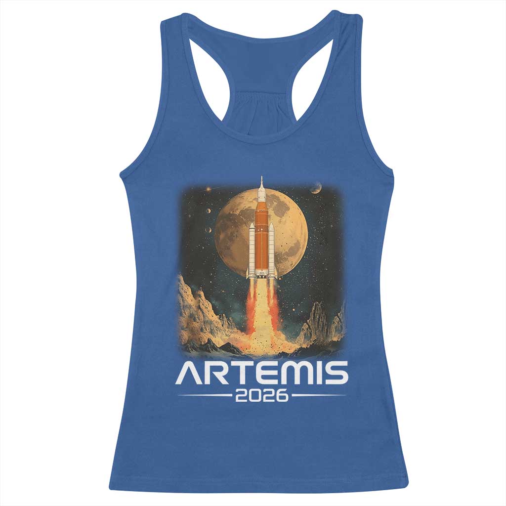 Launch To The Moon Mission Racerback Tank Top TS10 Royal Blue Print Your Wear