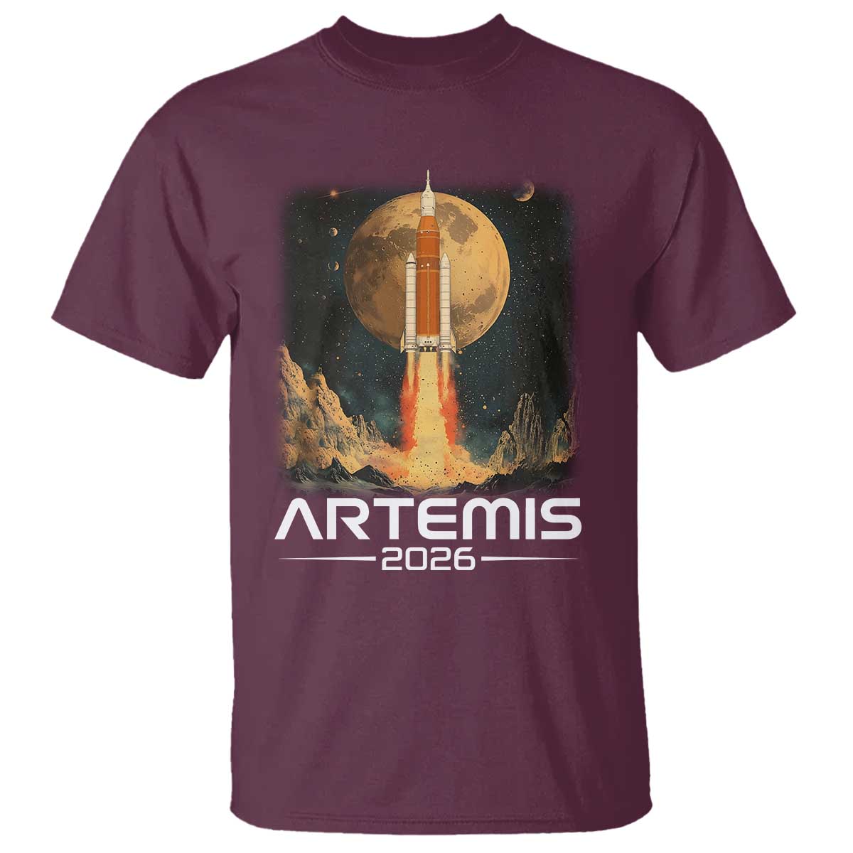 Launch To The Moon Mission T Shirt TS10 Maroon Print Your Wear