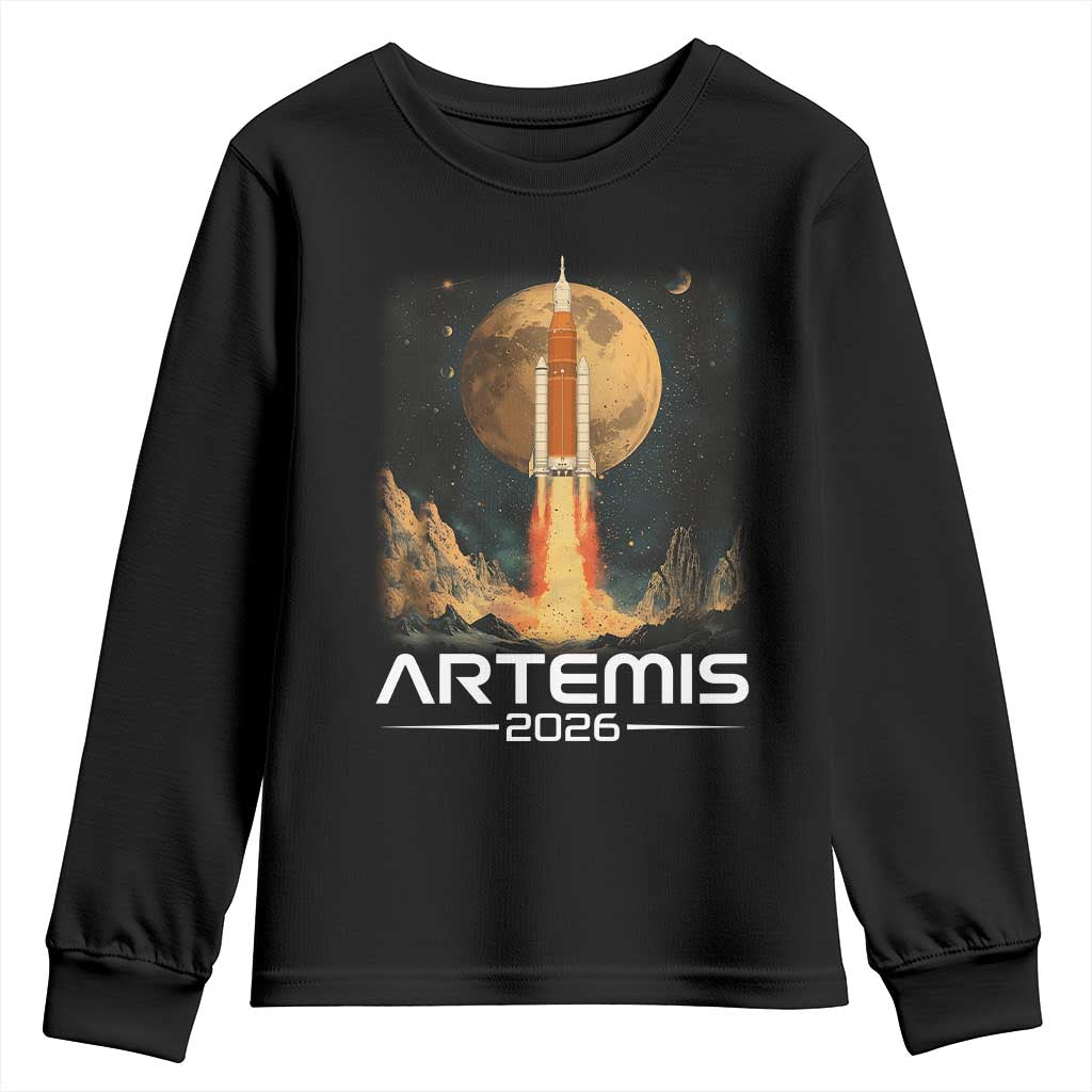 Launch To The Moon Mission Youth Sweatshirt TS10 Black Print Your Wear