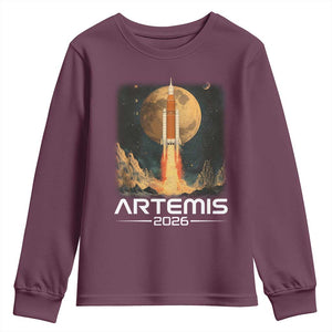 Launch To The Moon Mission Youth Sweatshirt TS10 Maroon Print Your Wear