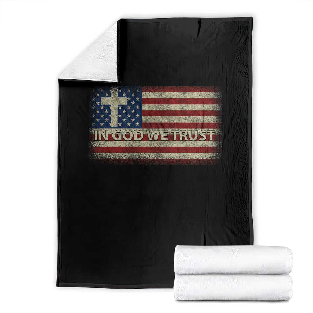 In God We Trust Christian US Flag Throw Blanket TS10 Black Print Your Wear