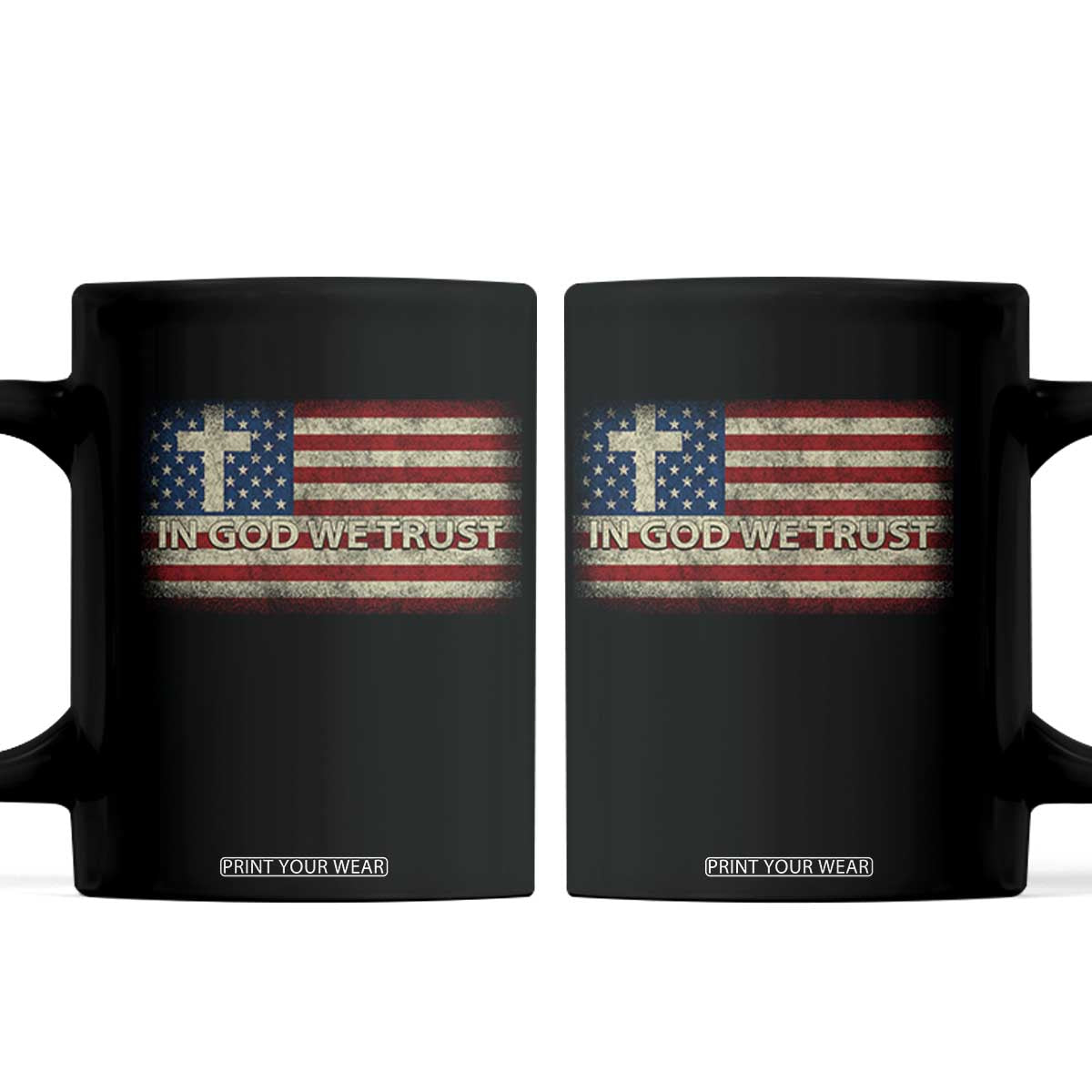 In God We Trust Christian US Flag Coffee Mug TS10 Black Print Your Wear