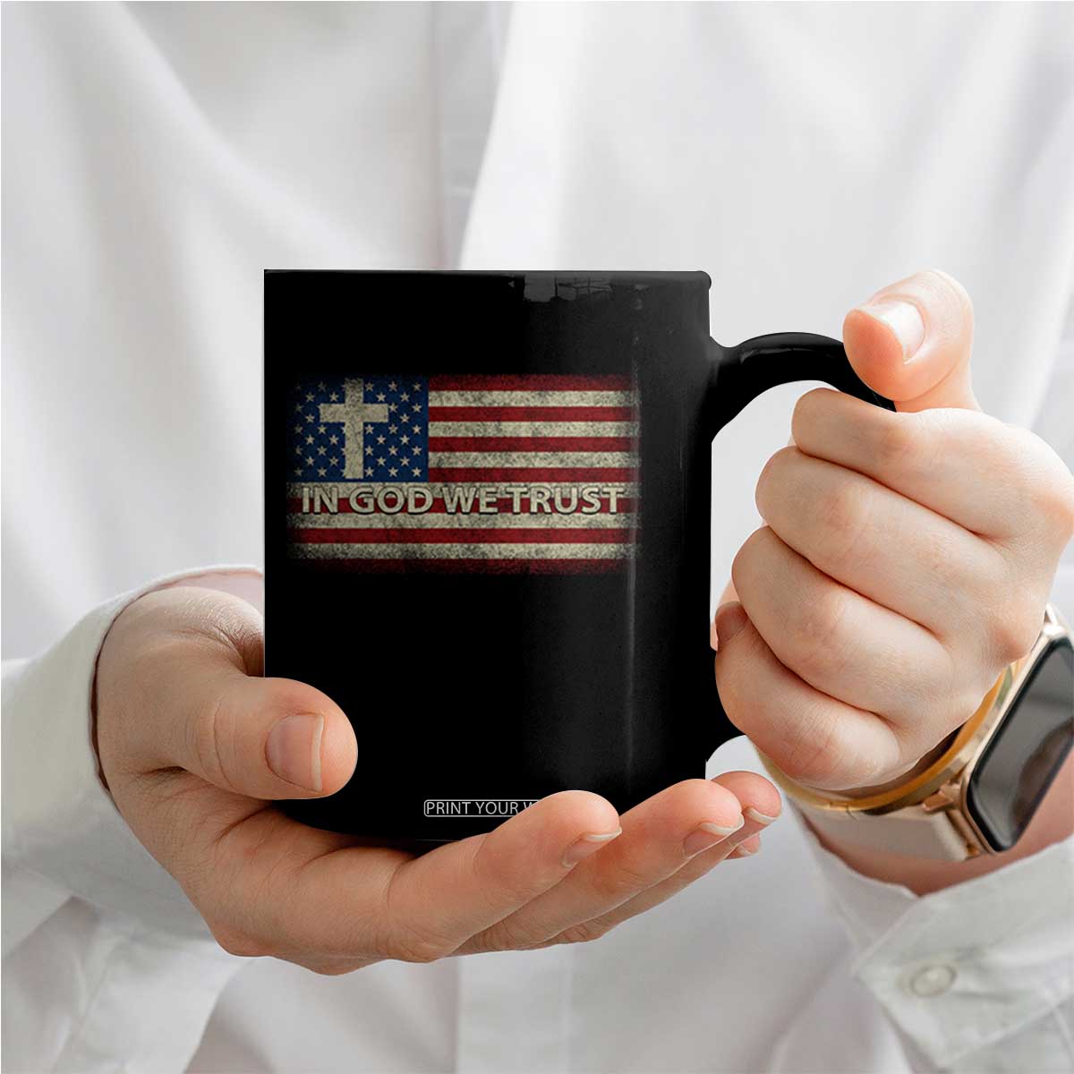 In God We Trust Christian US Flag Coffee Mug TS10 Print Your Wear