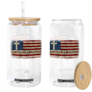 In God We Trust Christian US Flag Glass Can TS10 Print Your Wear