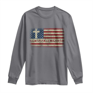 In God We Trust Christian US Flag Long Sleeve Shirt TS10 Charcoal Print Your Wear