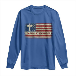 In God We Trust Christian US Flag Long Sleeve Shirt TS10 Royal Blue Print Your Wear