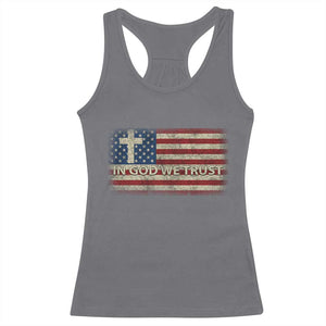 In God We Trust Christian US Flag Racerback Tank Top TS10 Charcoal Print Your Wear