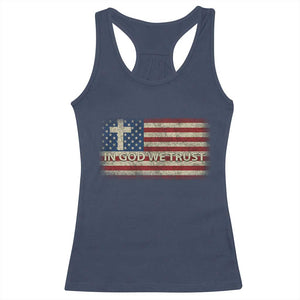 In God We Trust Christian US Flag Racerback Tank Top TS10 Navy Print Your Wear