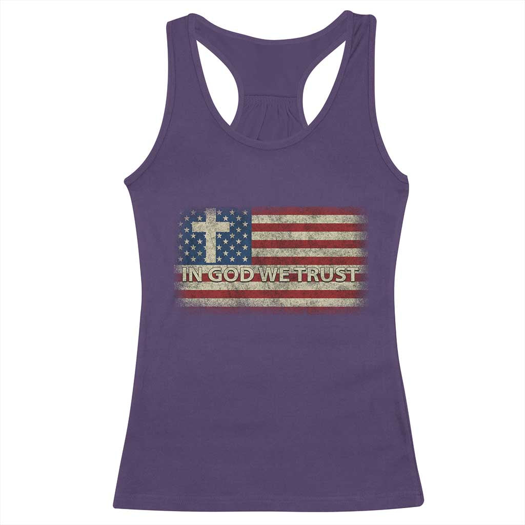 In God We Trust Christian US Flag Racerback Tank Top TS10 Purple Print Your Wear