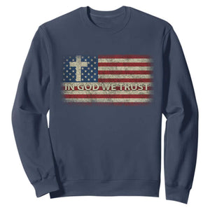 In God We Trust Christian US Flag Sweatshirt TS10 Navy Print Your Wear