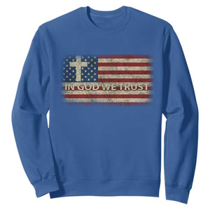 In God We Trust Christian US Flag Sweatshirt TS10 Royal Blue Print Your Wear
