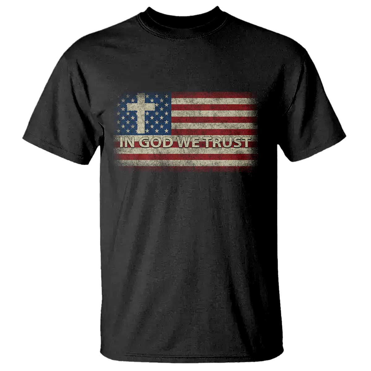 In God We Trust Christian US Flag T Shirt TS10 Black Print Your Wear
