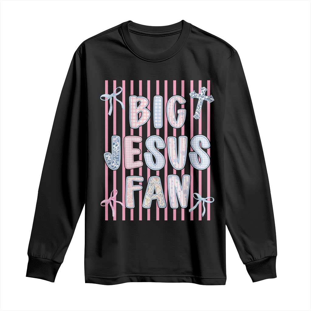 Big Jesus Fan Long Sleeve Shirt Striped Preppy Christian Believer Faith God Religious Gifts TS10 Black Print Your Wear