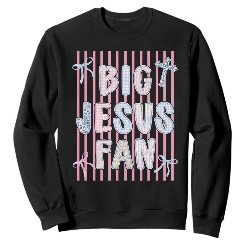 Big Jesus Fan Sweatshirt Striped Preppy Christian Believer Faith God Religious Gifts TS10 Black Print Your Wear
