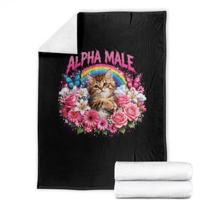 Alpha Male Throw Blanket Funny Cat Kitten Meme Rainbow Floral TS10 Black Print Your Wear