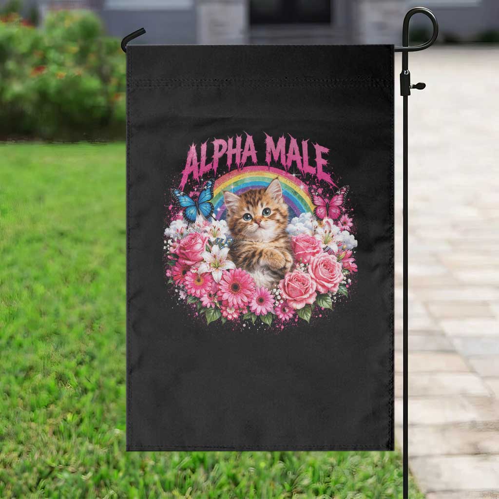 Alpha Male Garden Flag Funny Cat Kitten Meme Rainbow Floral TS10 Print Your Wear