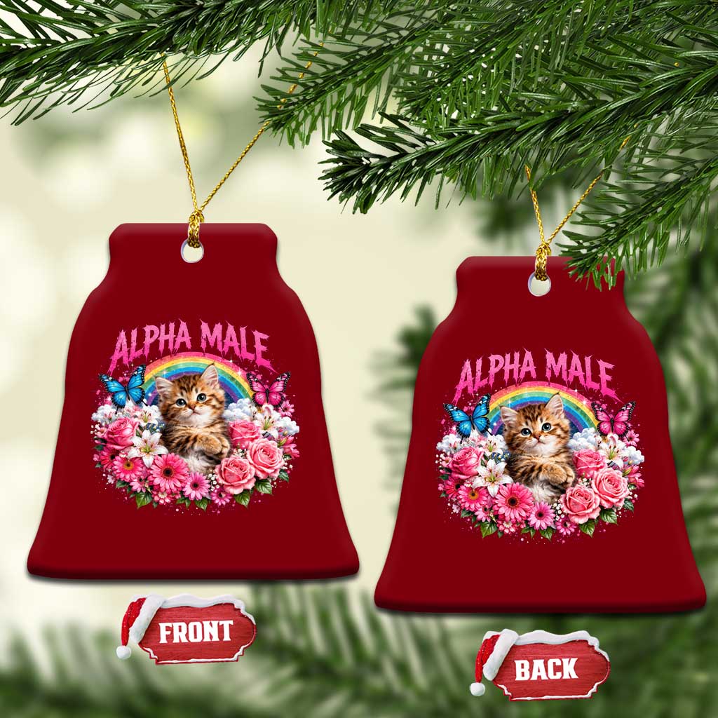 Alpha Male Ceramic Ornament Funny Cat Kitten Meme Rainbow Floral TS10 Print Your Wear