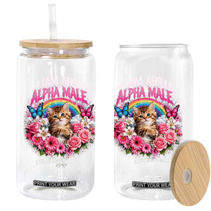 Alpha Male Glass Can Funny Cat Kitten Meme Rainbow Floral TS10 Print Your Wear