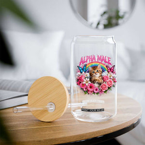 Alpha Male Glass Can Funny Cat Kitten Meme Rainbow Floral TS10 Print Your Wear