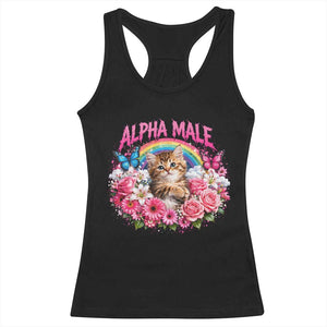 Alpha Male Racerback Tank Top Funny Cat Kitten Meme Rainbow Floral TS10 Black Print Your Wear