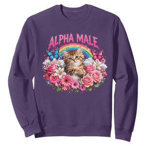 Alpha Male Sweatshirt Funny Cat Kitten Meme Rainbow Floral TS10 Purple Print Your Wear