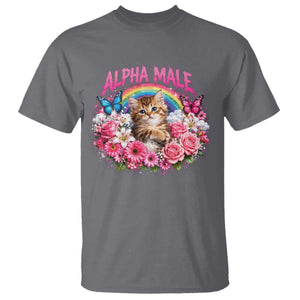 Alpha Male T Shirt Funny Cat Kitten Meme Rainbow Floral TS10 Charcoal Print Your Wear