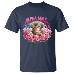 Alpha Male T Shirt Funny Cat Kitten Meme Rainbow Floral TS10 Navy Print Your Wear