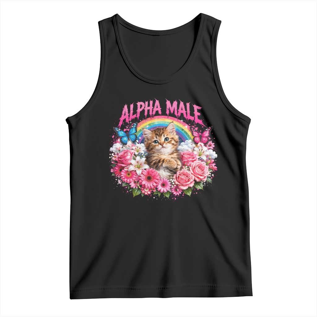 Alpha Male Tank Top Funny Cat Kitten Meme Rainbow Floral TS10 Black Print Your Wear