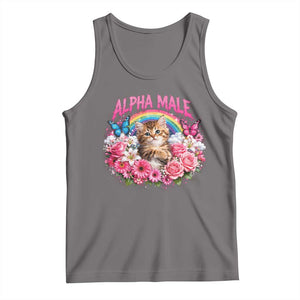 Alpha Male Tank Top Funny Cat Kitten Meme Rainbow Floral TS10 Deep Heather Print Your Wear
