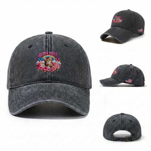 Alpha Male Washed Cotton Baseball Cap Funny Cat Kitten Meme Rainbow Floral TS10 Washed Cap Universal Fit Dark Gray Print Your Wear