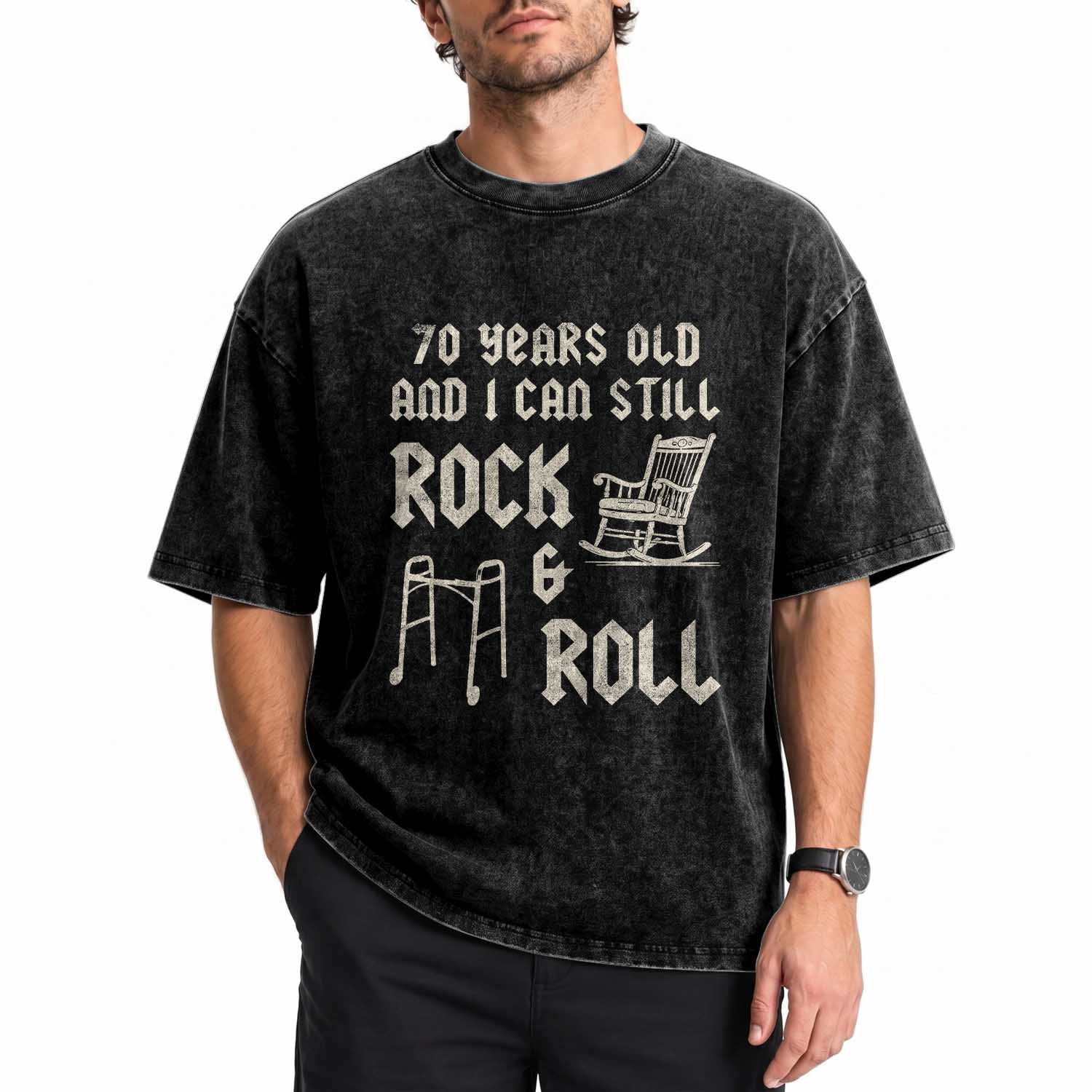 70th Birthday Gift For Men Washed Cotton T-Shirt Funny Man Saying Gag Gift 70 Years Old Birthday