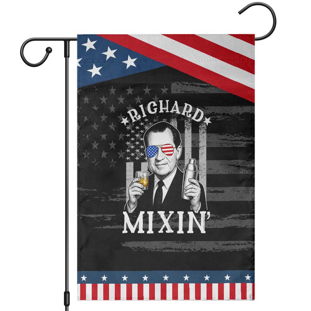 Funny 4th of July Garden Flag Richard Mixin Patriotic Nixon Bartender American Flag TS10 Distressed Black Blue Print Your Wear