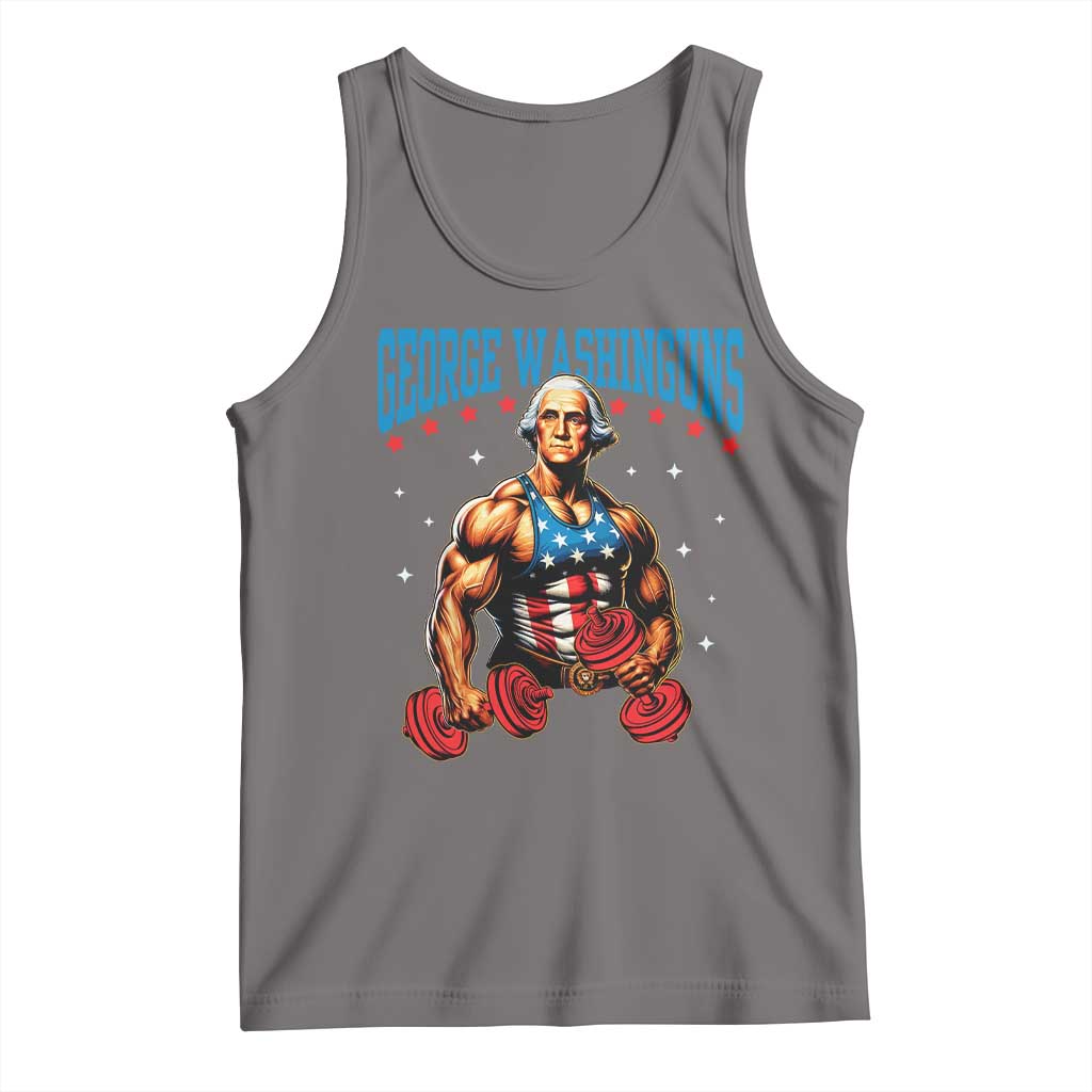 Funny George Washington Gym Tank Top Muscular Flex Workout 4th of July TS10 Deep Heather Print Your Wear