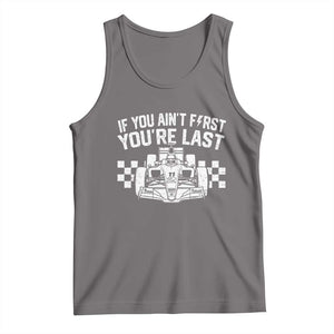 Car Racing Tank Top If You Aint First Youre Last Checkered Flag TS10 Deep Heather Print Your Wear