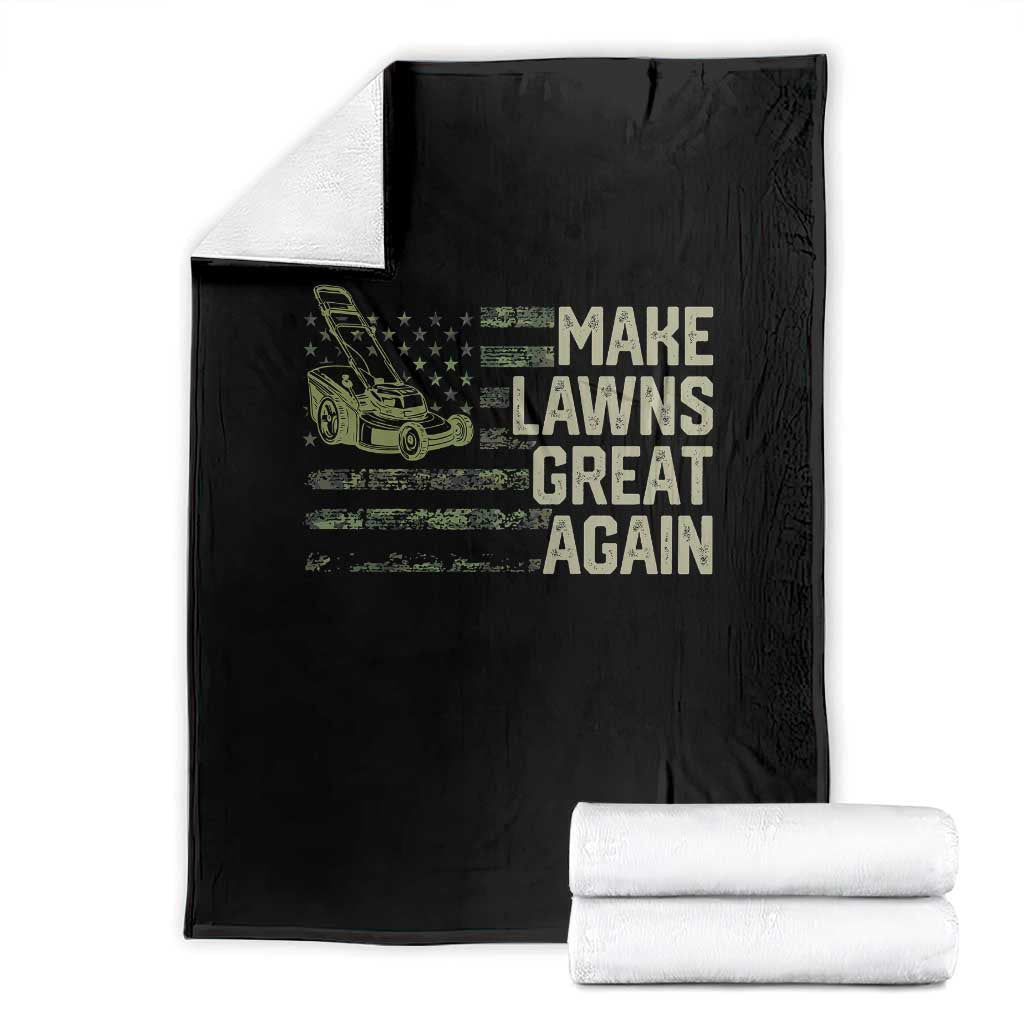 Funny Lawn Mower Dad Gardener Throw Blanket Make Lawns Great Again Fathers Day American Flag TS10 Black Print Your Wear