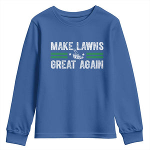 Funny Lawn Mower Dad Gardener Youth Sweatshirt Make Lawns Great Again Fathers Day TS10 Royal Blue Print Your Wear