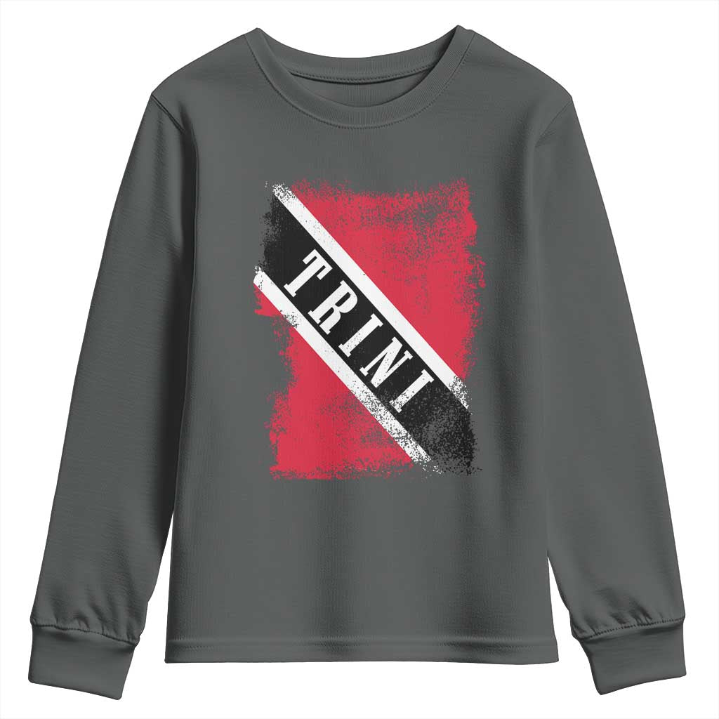 Trinidad and Tobago Flag Youth Sweatshirt Caribbean Souvenir TS10 Dark Heather Print Your Wear