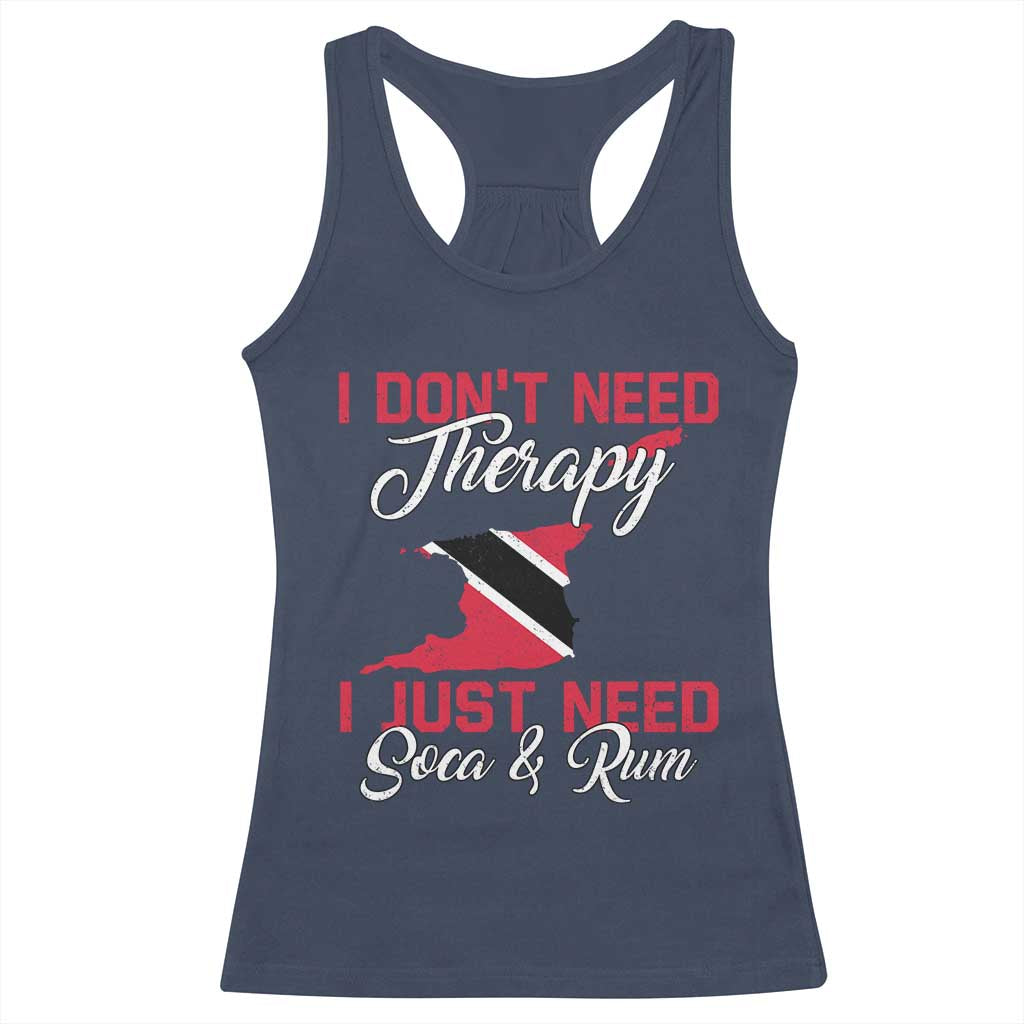 Funny Trini Racerback Tank Top Just Need Soca & Rum Trinidad and Tobago Flag TS10 Navy Print Your Wear