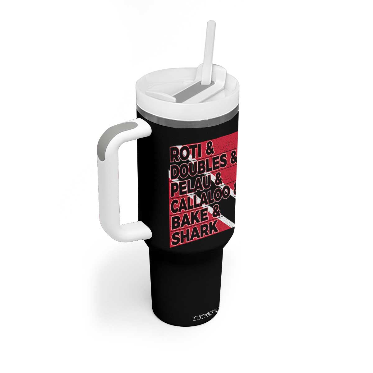 Trini Pride Tumbler With Handle Trinidad and Tobago National Food TS10 Print Your Wear