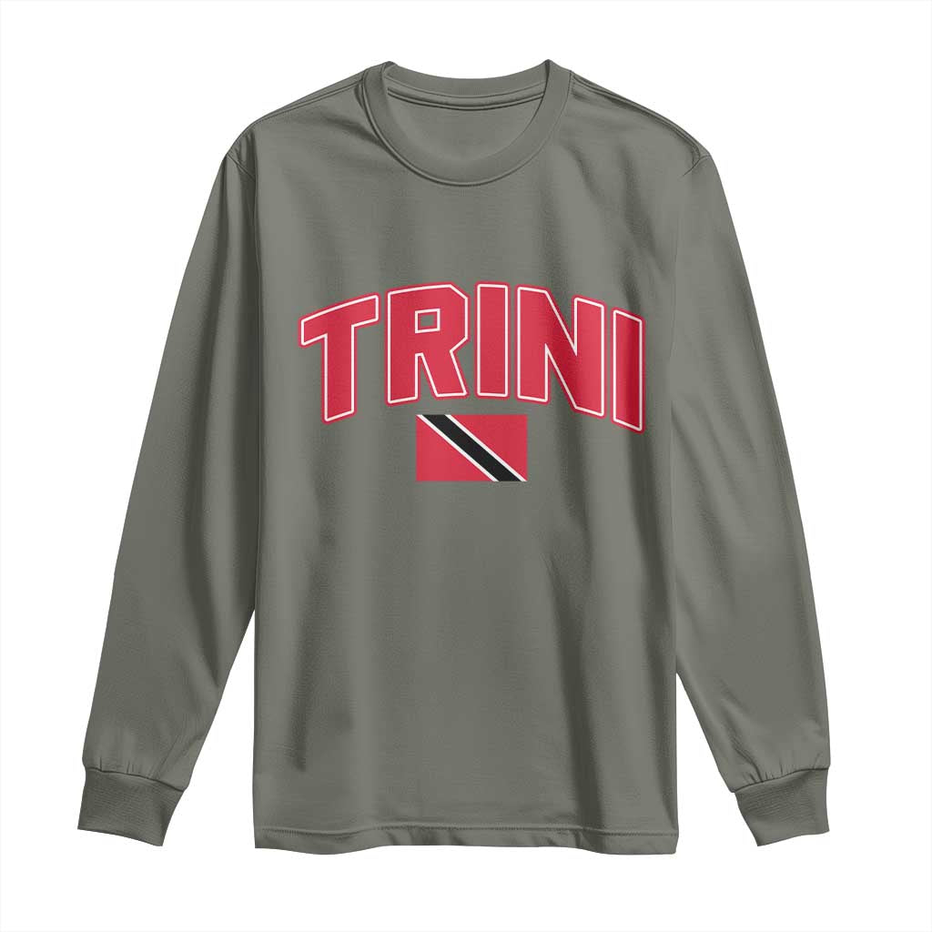 Trinidad and Tobago Flag Long Sleeve Shirt Trini Pride Vintage TS10 Military Green Print Your Wear