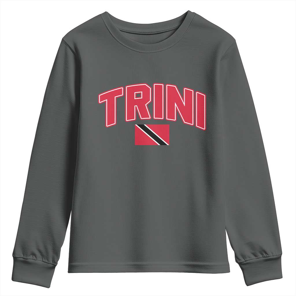 Trinidad and Tobago Flag Youth Sweatshirt Trini Pride Vintage TS10 Dark Heather Print Your Wear