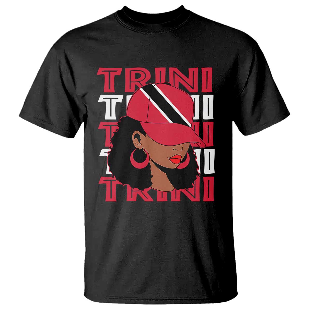 Proud Trini Afro Black Woman T Shirt Trinidad and Tobago Flag Pride TS10 Black Print Your Wear
