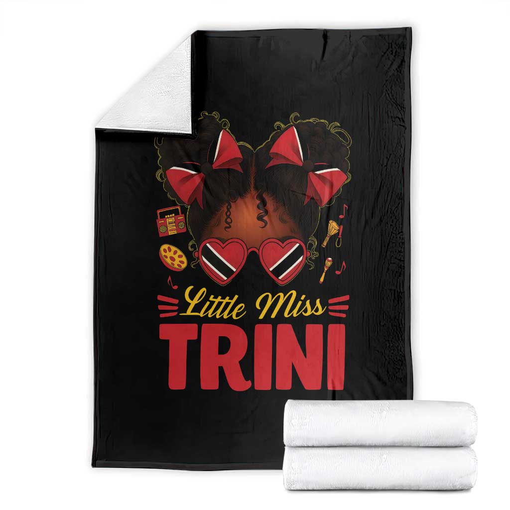 Little Miss Trinidad And Tobago Throw Blanket Afro Black Messy Bun Girl Trini Flag Bow TS10 Black Print Your Wear
