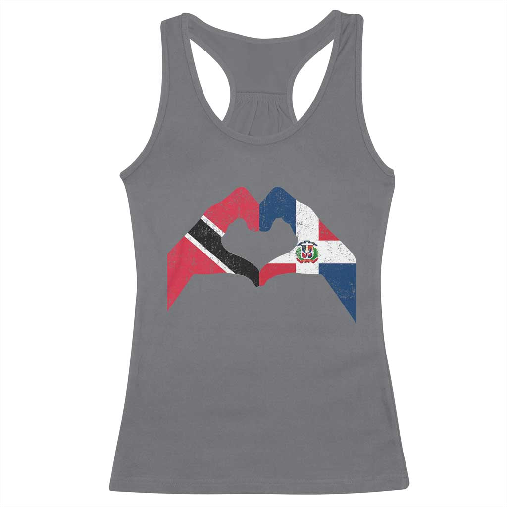Trinidad and Tobago Dominican Racerback Tank Top Two Flags One Heart TS10 Charcoal Print Your Wear