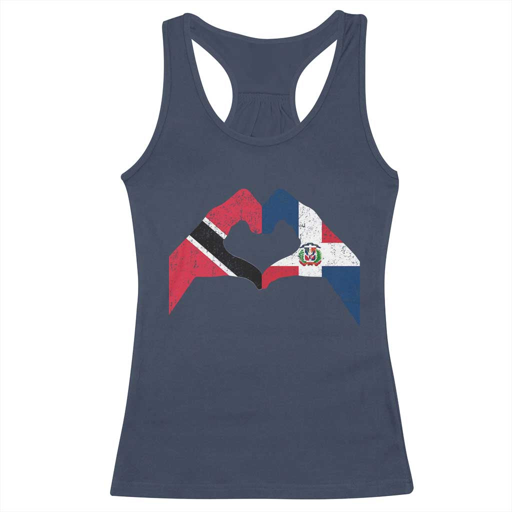 Trinidad and Tobago Dominican Racerback Tank Top Two Flags One Heart TS10 Navy Print Your Wear