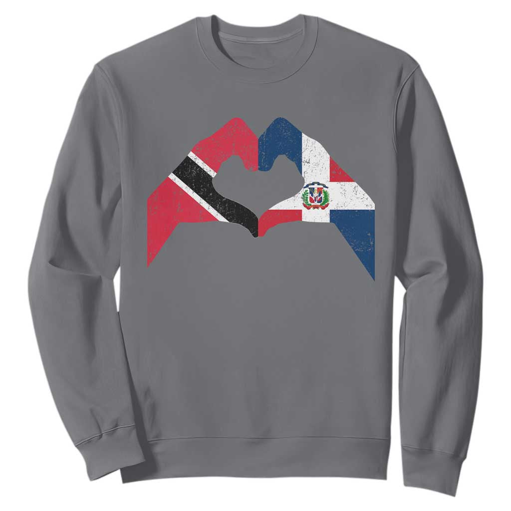Trinidad and Tobago Dominican Sweatshirt Two Flags One Heart TS10 Charcoal Print Your Wear