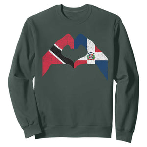 Trinidad and Tobago Dominican Sweatshirt Two Flags One Heart TS10 Dark Forest Green Print Your Wear