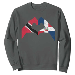 Trinidad and Tobago Dominican Sweatshirt Two Flags One Heart TS10 Dark Heather Print Your Wear
