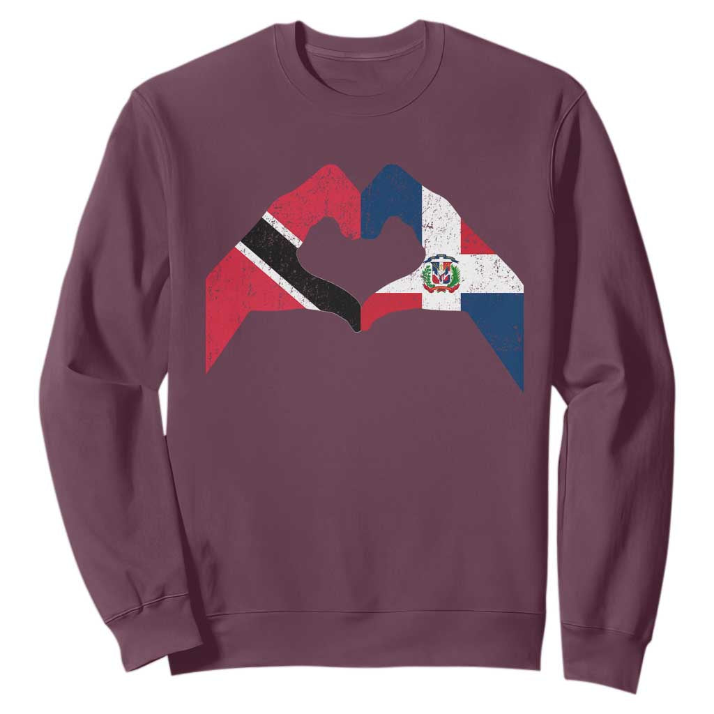 Trinidad and Tobago Dominican Sweatshirt Two Flags One Heart TS10 Maroon Print Your Wear