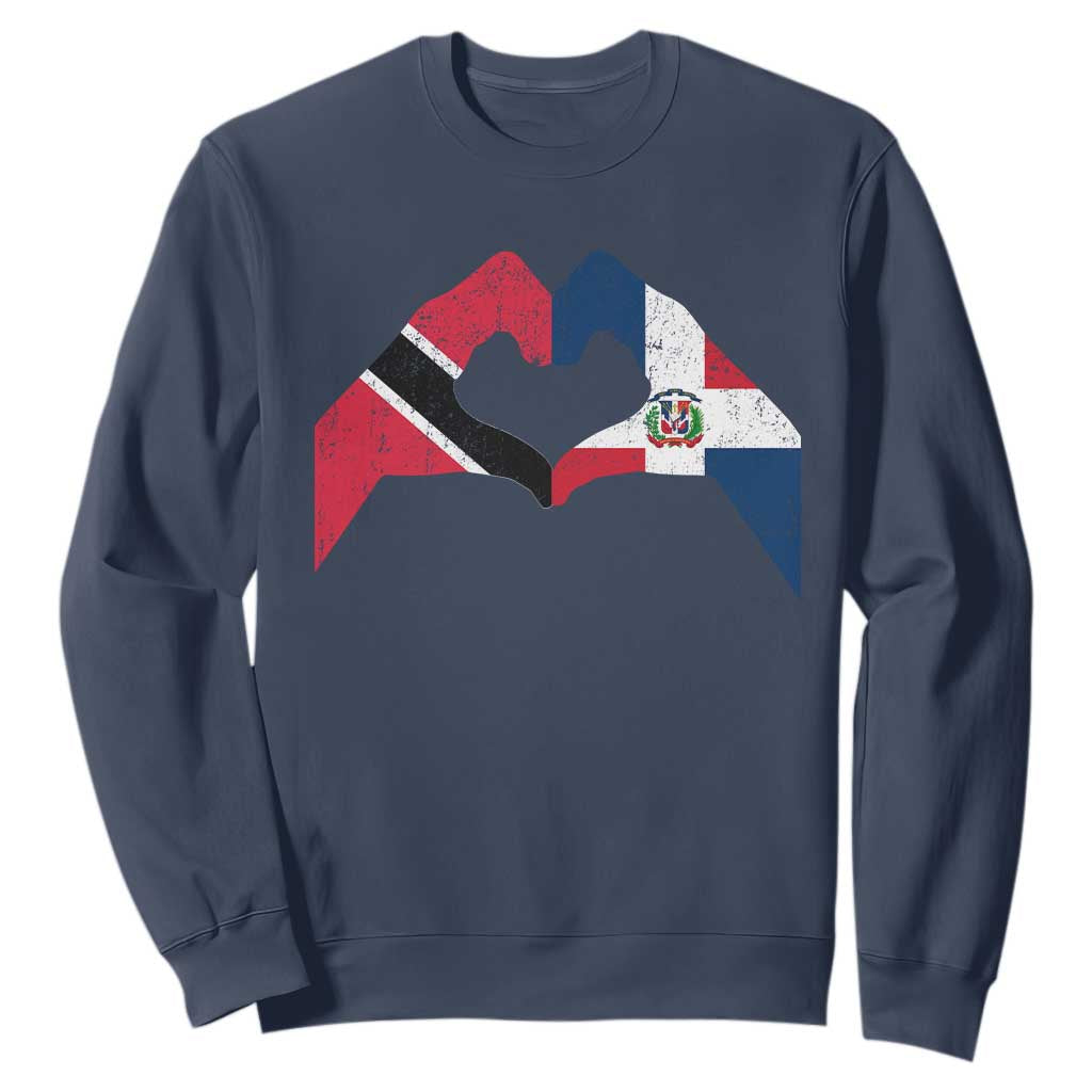 Trinidad and Tobago Dominican Sweatshirt Two Flags One Heart TS10 Navy Print Your Wear